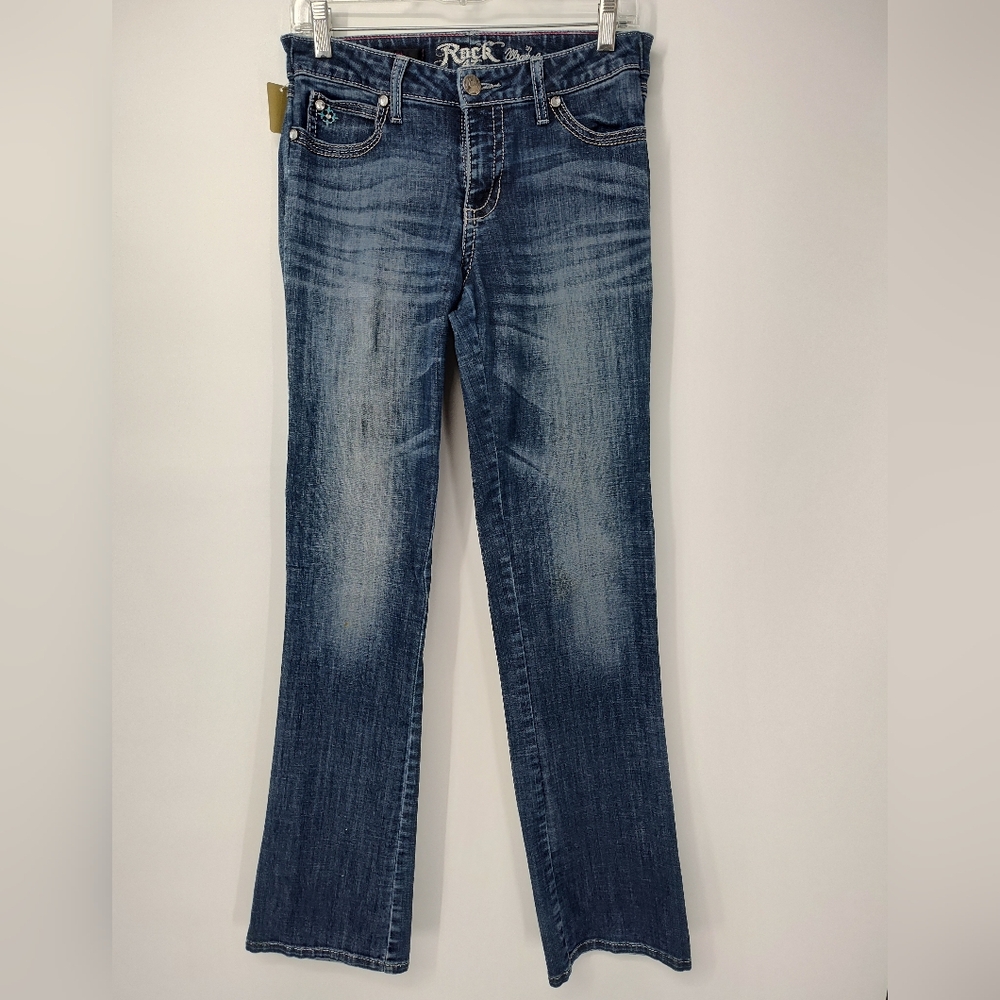 Rock 47 By Wrangler Women's Classic Boot Cut Dark Wash Jeans Size 28x34